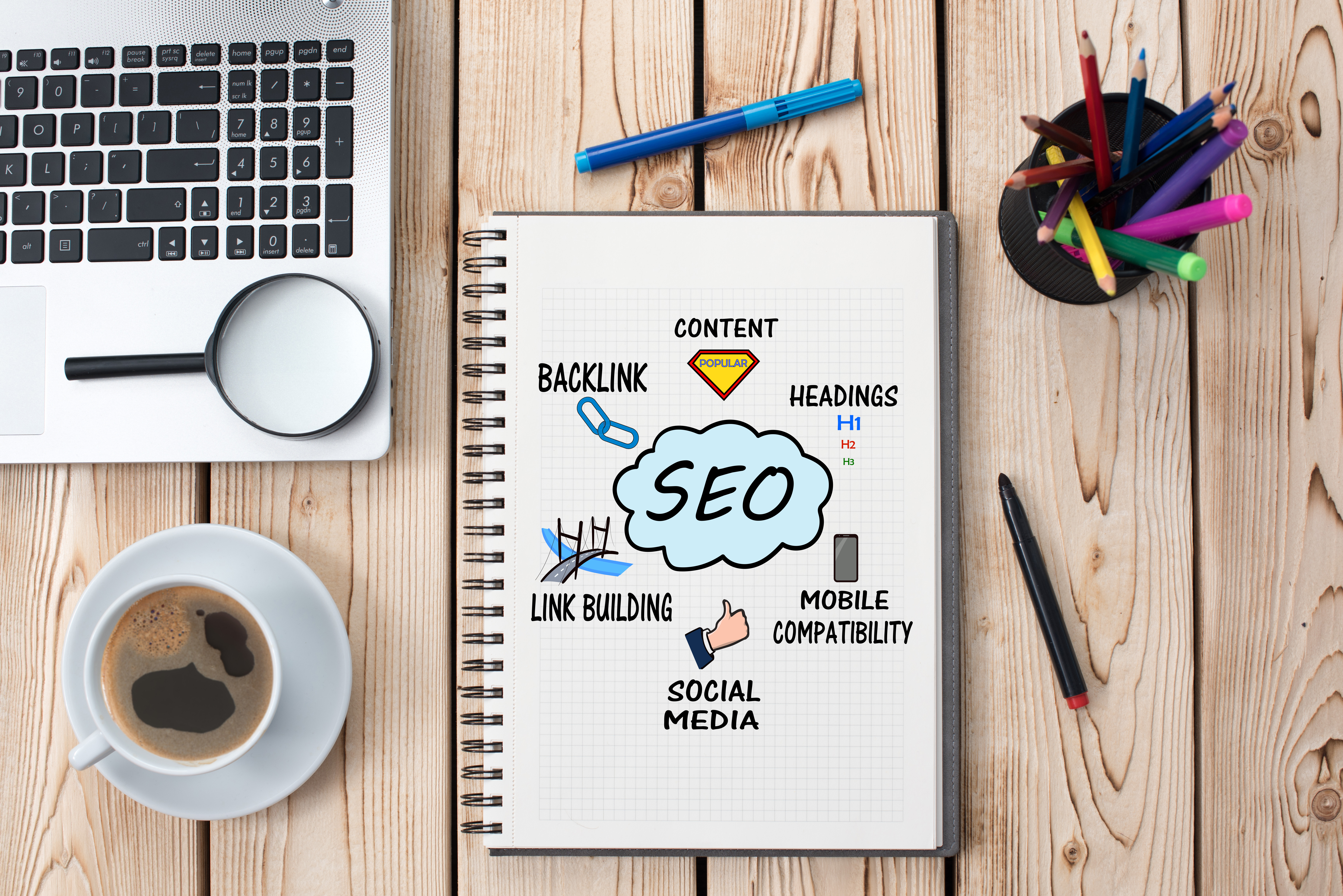 picture showing the different factors that go into search engine optimization